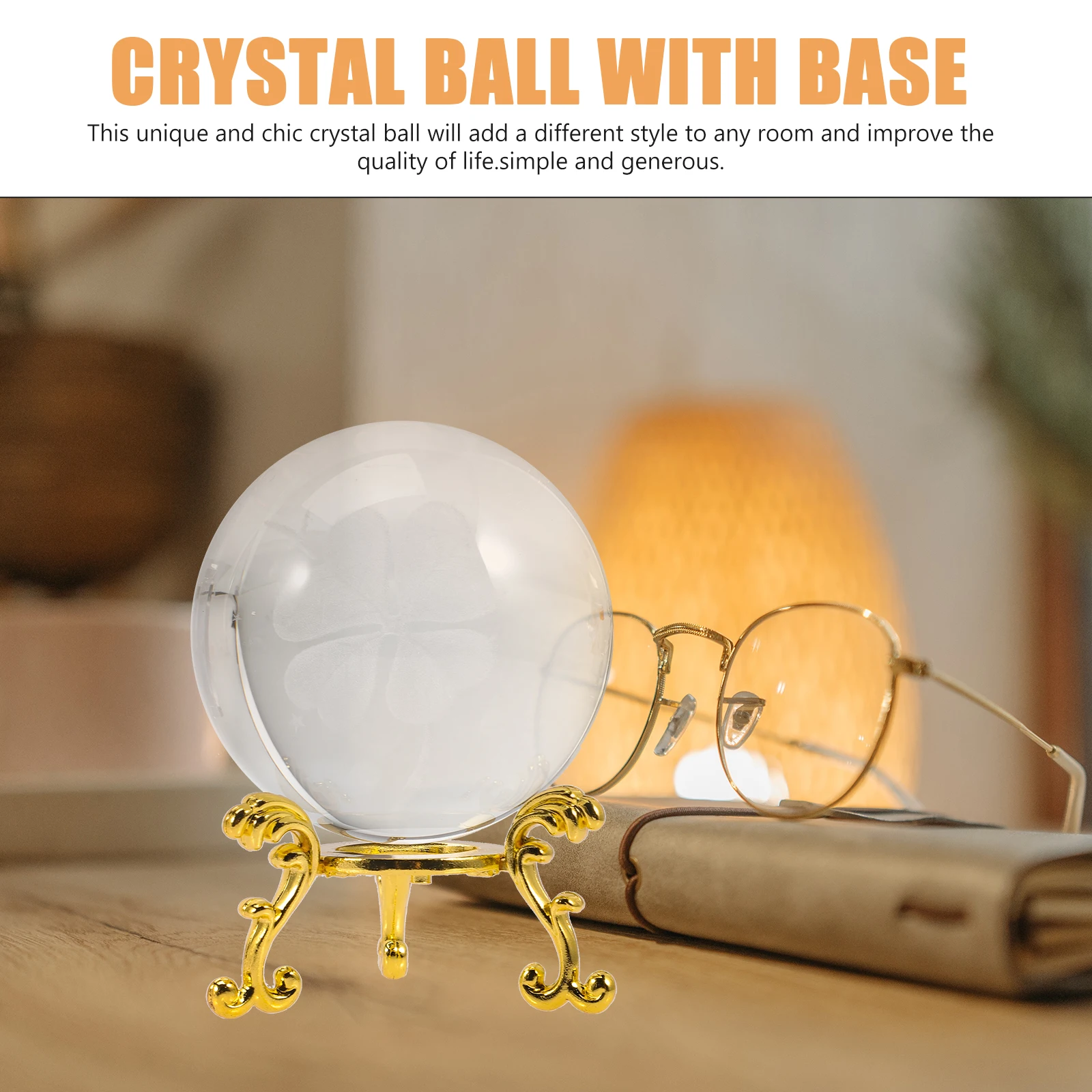 

1 set Tabletop Office Figurines Spheres Crystal Sphere With Stand Craft Crystal Ball Ornament Party DIY Decor