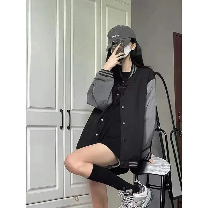 

Beige Jackets Woman Y2K Turn-Down Collar Fashion Style Outerwear Button Front Pocket Pure Simple Basic Ladies Long Sleeve Autumn