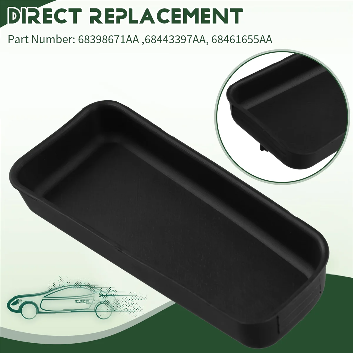 Boîte de rangement pour boîte de rangement Dodge Charger 2015-2023, boîte centrale de changement de vitesse noire, polymères de bac de console, 68398671AA