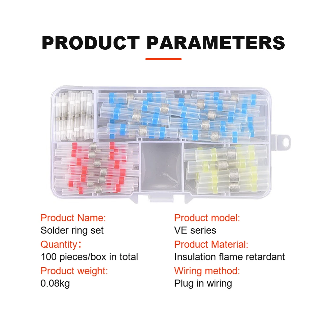 50/100/200 pcs Practical Electrical Heat Shrink Butt Crimp Terminals Waterproof Solder Sleeve Wire Connectors