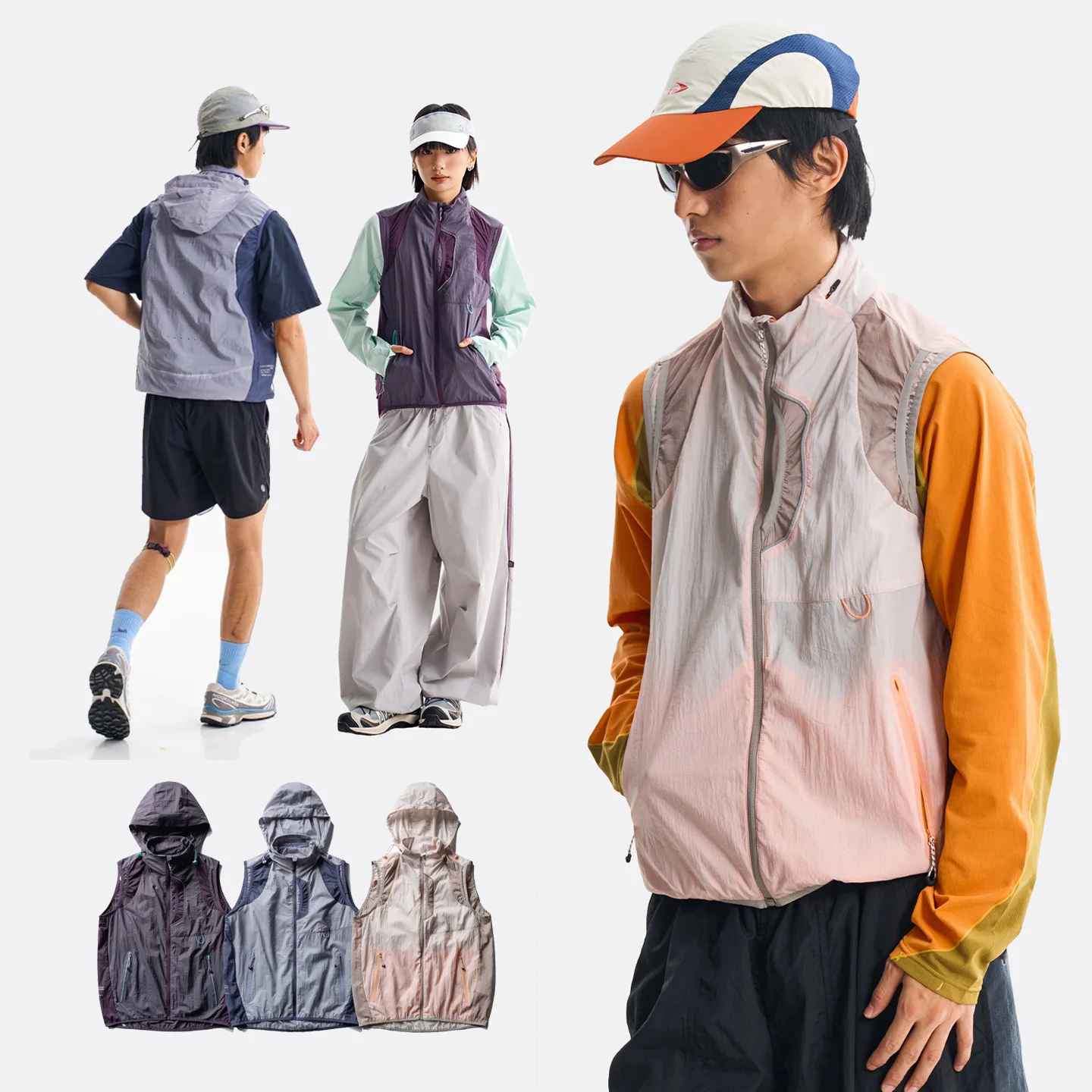 Outdoor Sports Quick Dry Foldable Hat Vest Men Women Biker Cycling Running Lightweight Cargo Vest Sleeveless Jacket Waistcoat