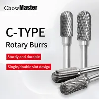 Chowmaster Carbide Rotary Burr 6mm Shank 6-16mm C CX Type Single Double Slot Tungsten Steel Rotary File Metal Grinding Deburring