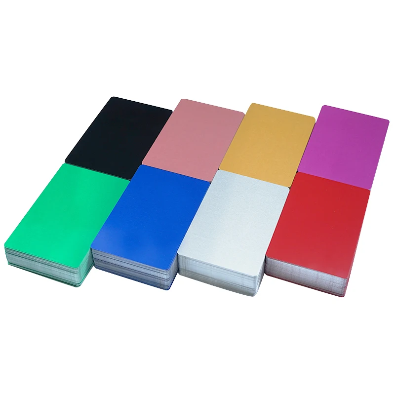 50/100PCS Metal Mameplate Business Card Multi-Color Aluminum Alloy Material Size: 86x54 mm Thickness 0.2/0.45mm