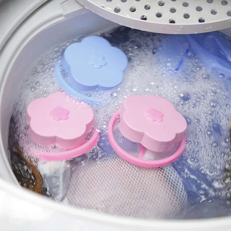 Plum Blossom Washing Machine Filter Mesh Ball Reusable Lint Hair Pet Fur Catcher Remove Dirty Hair Laundry Clothes Cleaning
