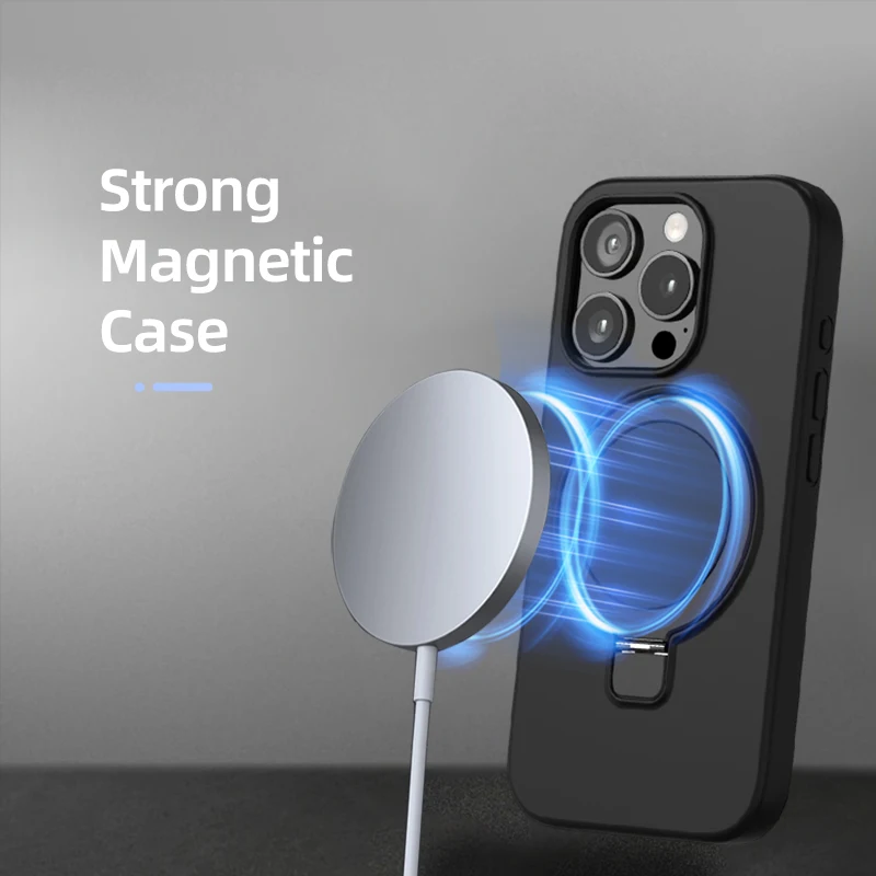 Magnetic Kickstand Case for iPhone 16 Pro Max for iPhone 16 Plus - MagSafe Compatible Safe Bracket Cover with Ring Holder