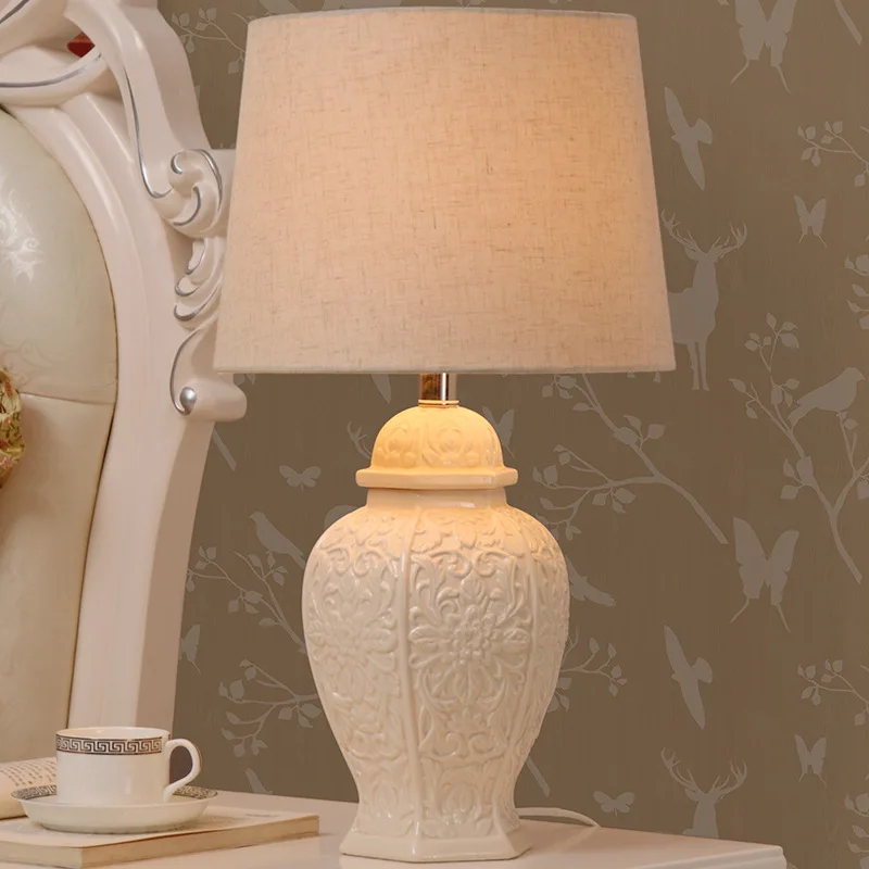 

Free Shipping White Ceramic Table Lamp Modern Minimalist European Style Table Lamp For Living Room Study Room
