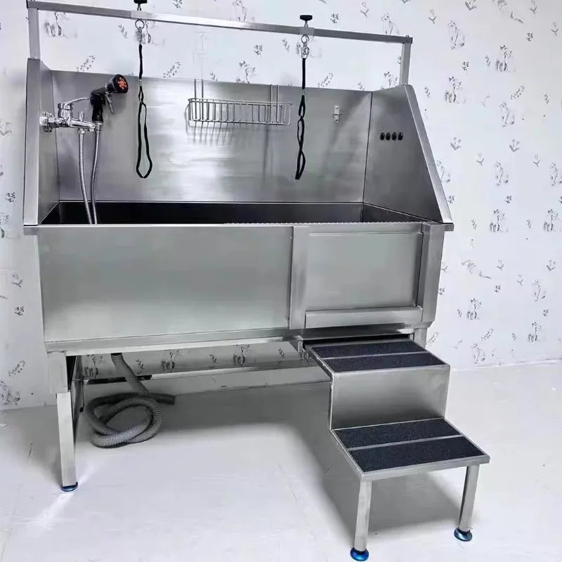 Professional Stainless Steel Dog Grooming Bath Pet Washing Station with Drainage System for Pet Salon Supplies