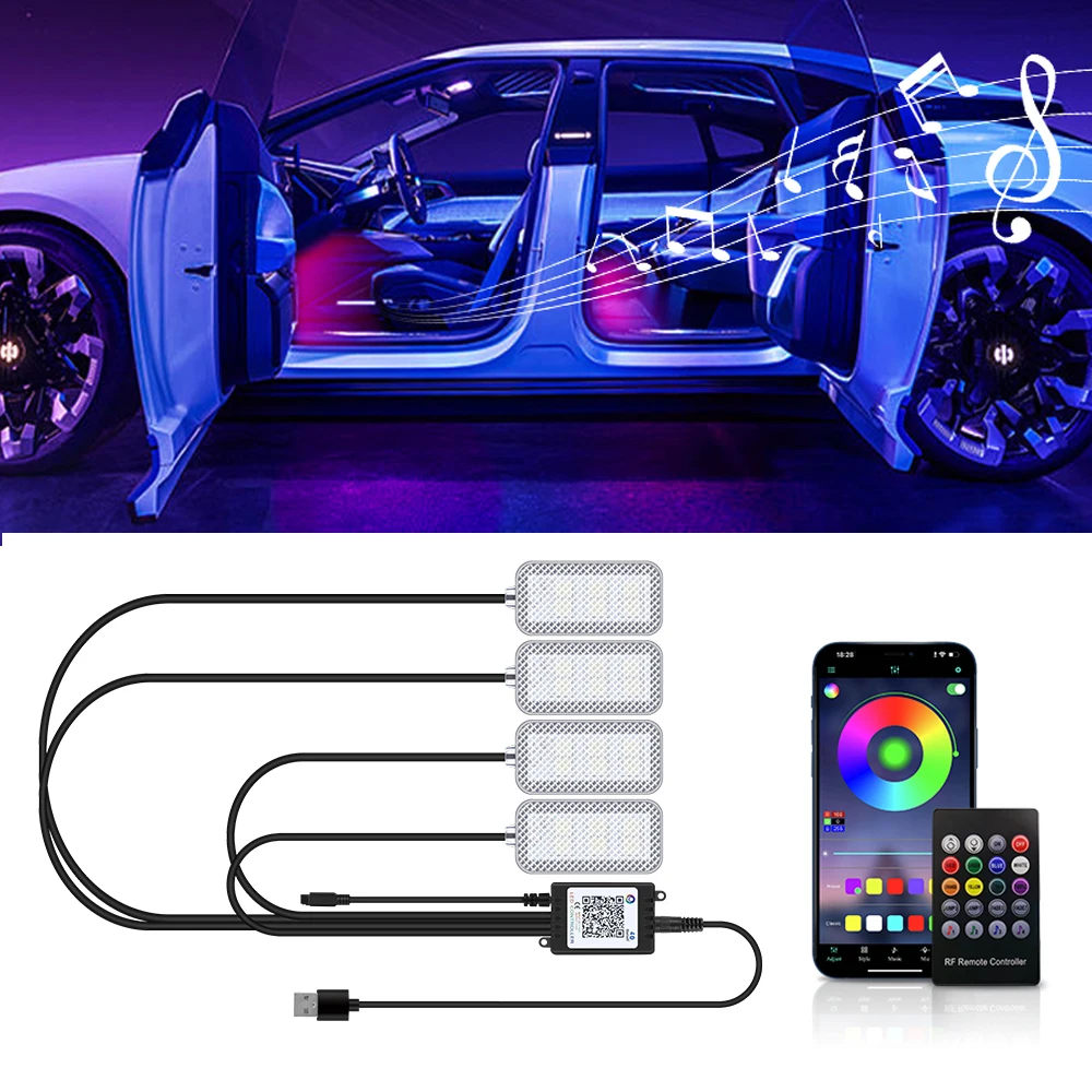 Car Lights Led Bar Automotive Strip Universal Mood Foot Light Cigarette Lighter USB Decorative Atmosphere Lamp Signal Lamp