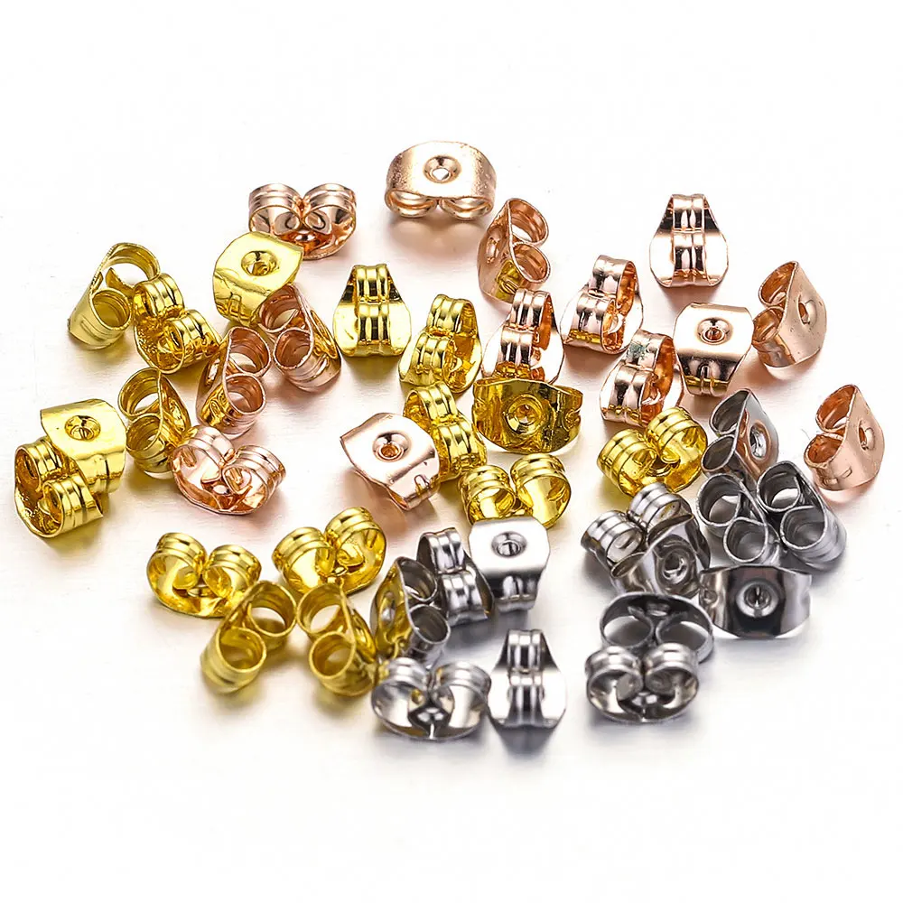 100pcs Butterfly Shape Earring Backs Hypoallergenic Secure Ear Locking Stainless Steel Earring Cap for Stud Earrings Ear Nut
