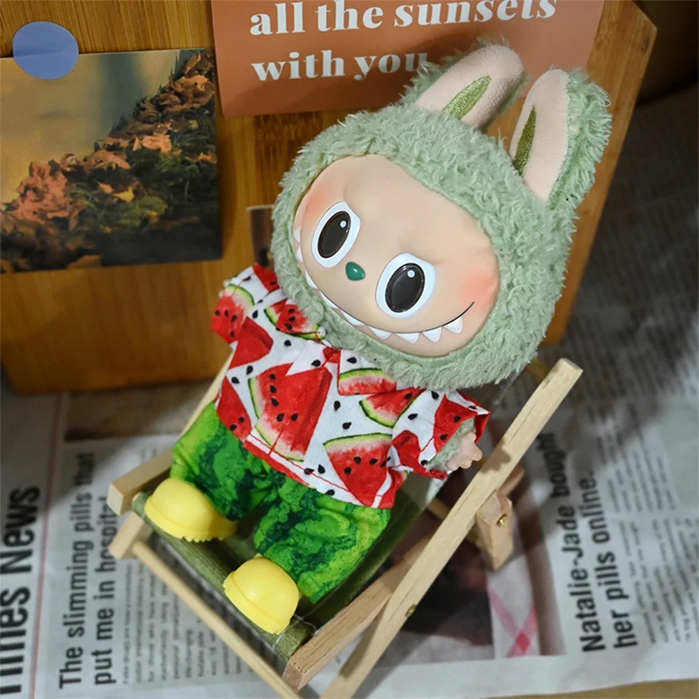 

Для 17 см Корея Kpop Exo Labubu летняя футболка с арбузом и шортами, комплект мини-плюшевой кукольной одежды, аксессуары, одежда, подарок