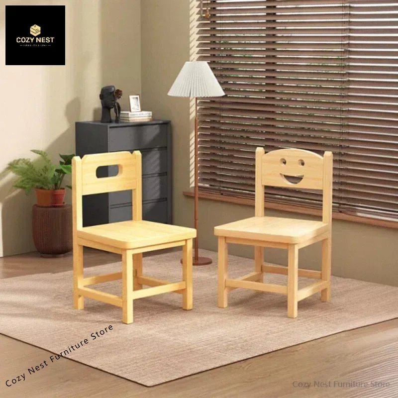 

Solid wood stool household children's square stool kindergarten backrest small chair living room wooden board sturdy and durable