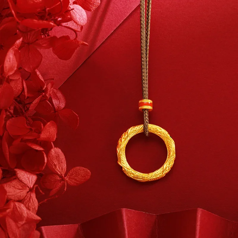 VivoGold9999 24K Real Gold Koi Pendant Micro Inlaid Divine Beast Compass Hollow Wolf Teeth Necklace
