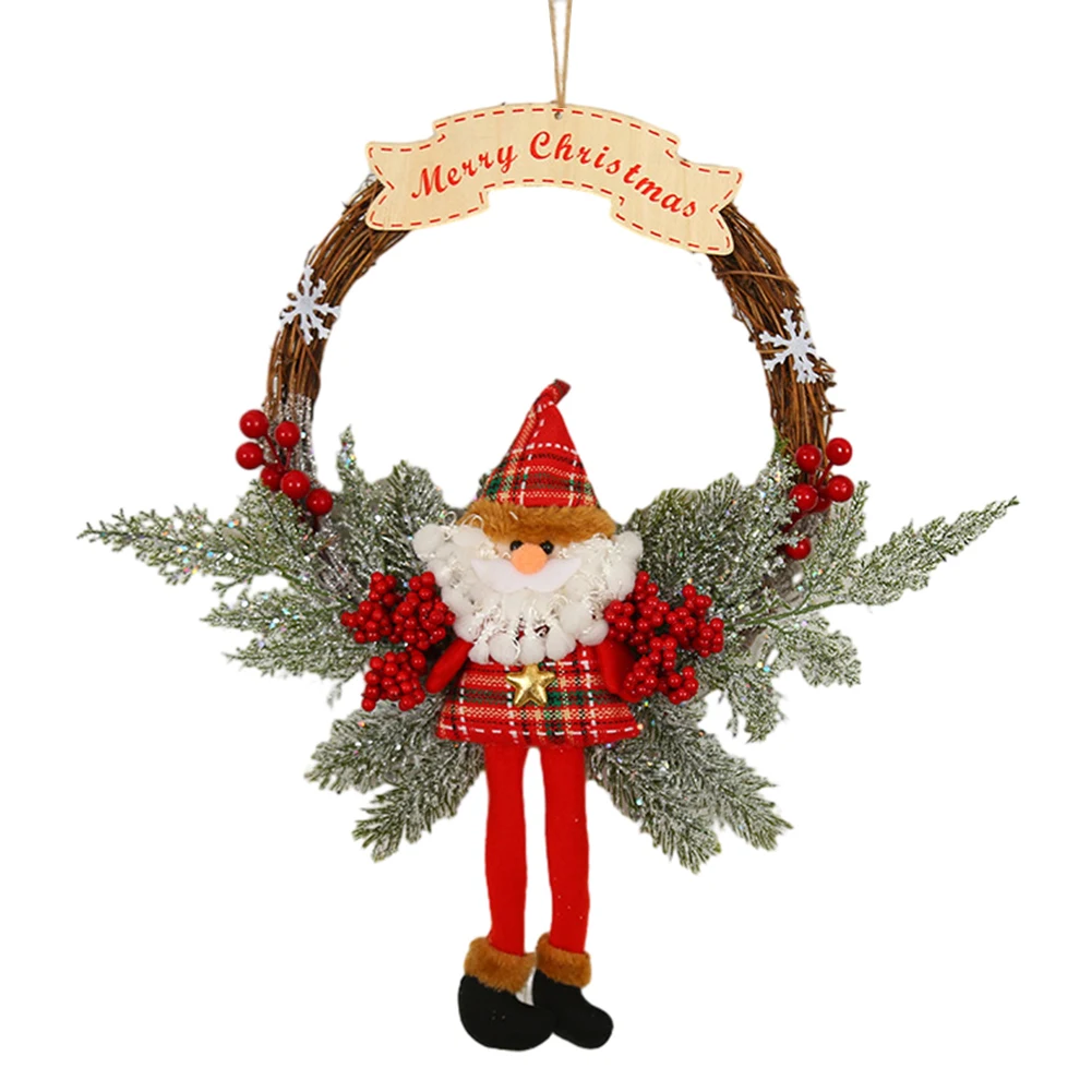 

Christmas Wooden Hanging Garland Multifunctional Simulation Wreath with Bowknot Festival Theme for Holiday Indoor Outdoor Decor