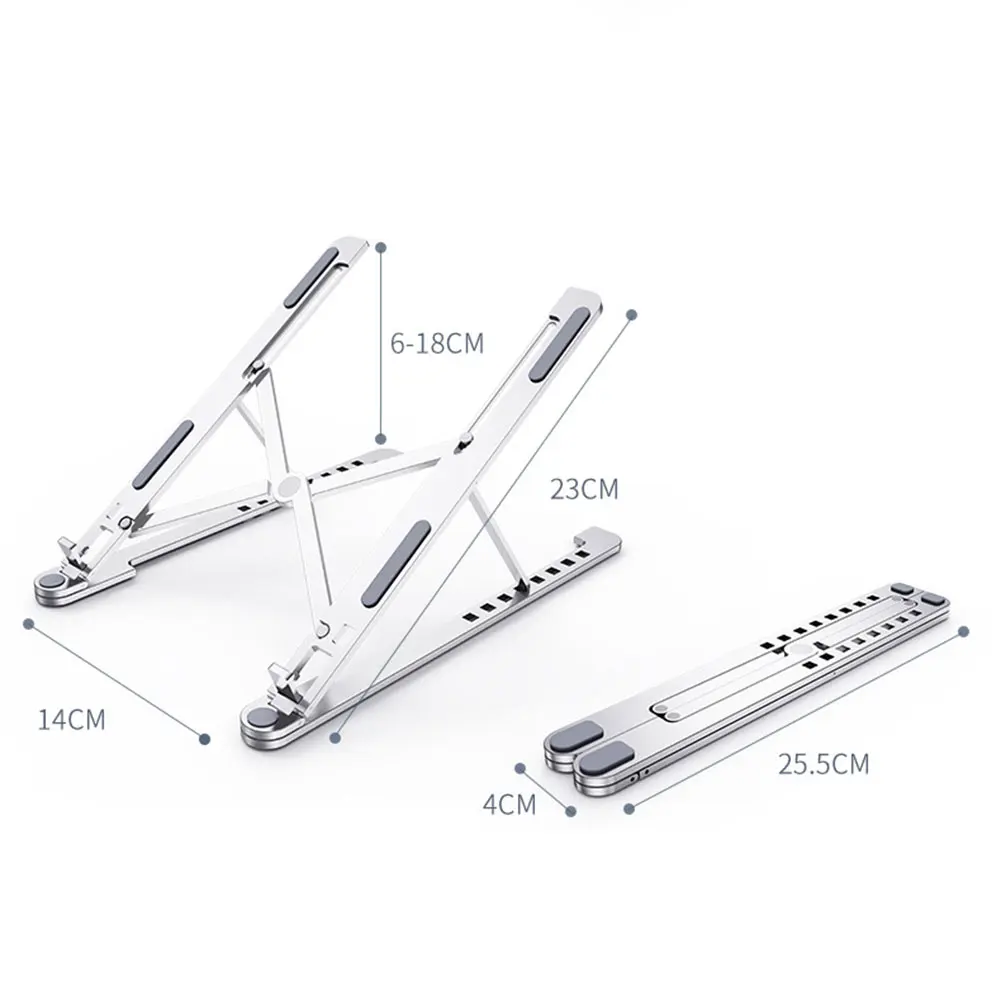 Supporto per laptop Riser Supporto per tablet pieghevole per computer Supporto per notebook portatile regolabile a 8 angoli in lega di alluminio per 11-17,3 pollici