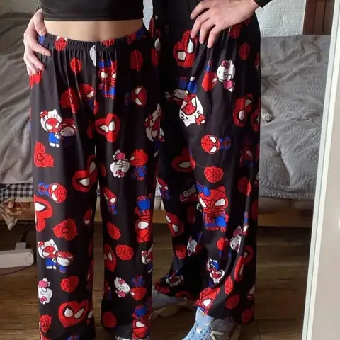 Y2K Spider Man Pantaloni del pigiama Pantaloni casual larghi Anime Hello Kitty Pantaloni del pigiama Coppia estiva Stile sottile Abbigliamento per la casa Regali