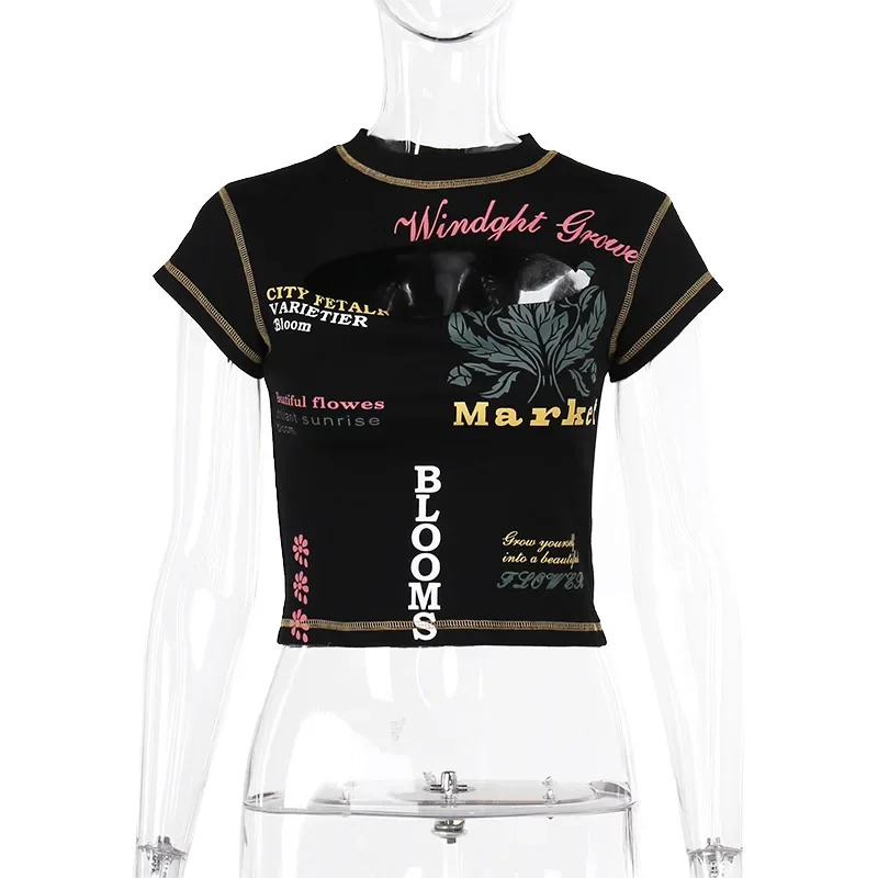Aushöhlen Crop Top Frauen Sommer Ästhetische Kleidung Druck Y2k Zubehör Oansatz Ropa De Mujer Sexy Roupas Femininas Estilosas – Detail 12