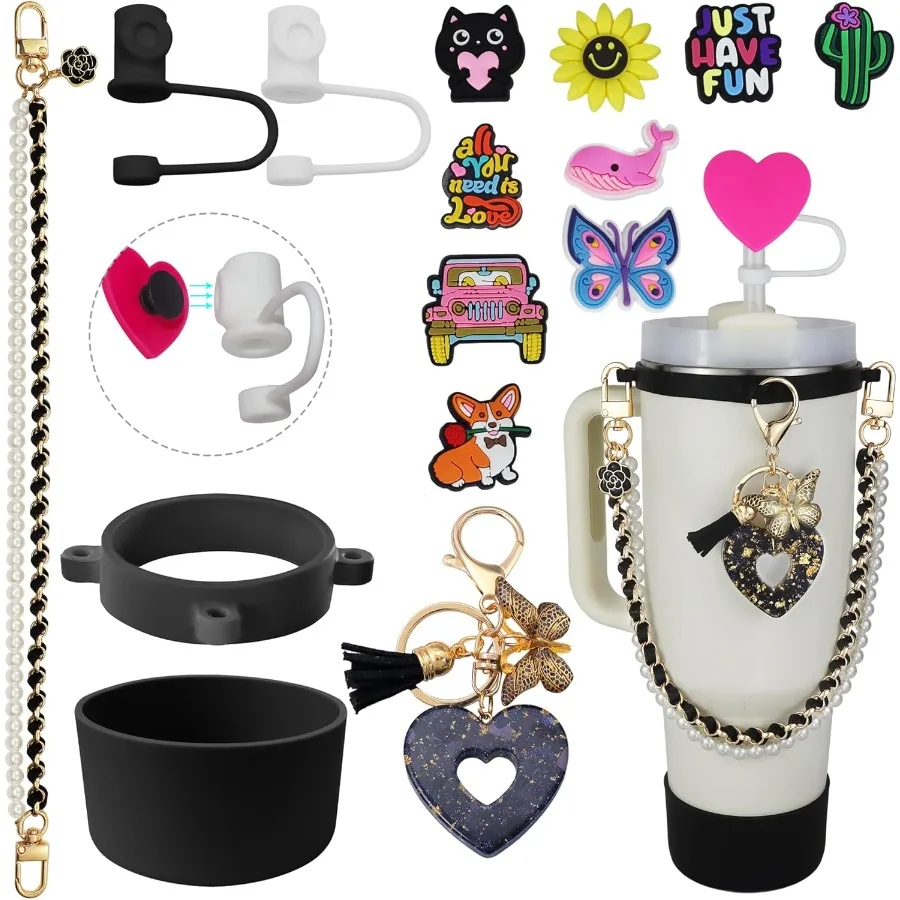 

Набор аксессуаров для чашек для стакана емкостью 30 унций, 40 унций, держатель для бутылки с водой, ремешок для переноски, соломенная крышка, топпер, крышка, бутылка с водой, подвески для бутылки с водой G