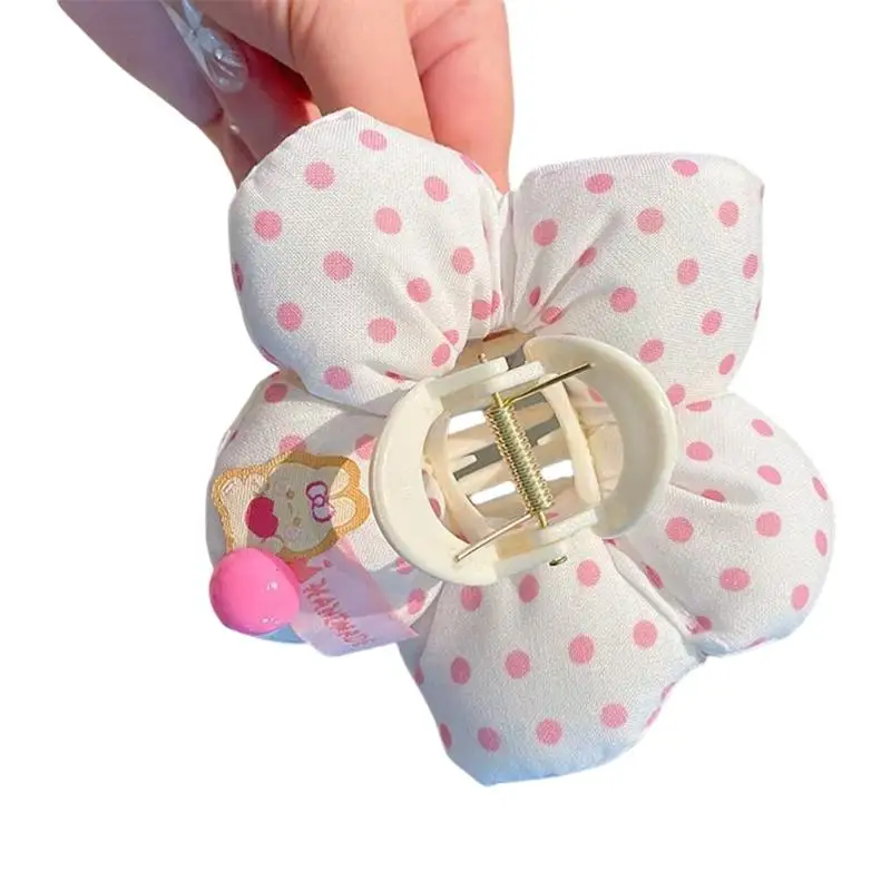 

652F Sweet Color Flower Hair Claw Clip Fabric Hair Styling Accessories NonSlip Hair Grip For Side Hair Women Girl Accessory