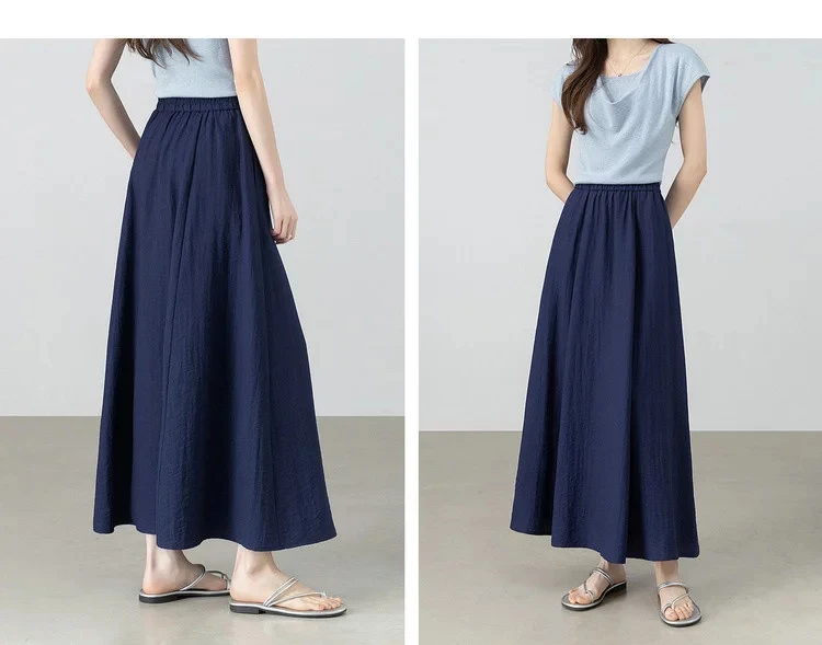 SENTUBILA Minimalistischer A-Linien-Rock für Damen, Sommer 2026, Neuer Lässiger Rock mit Elastischem Bund, Langer Lockerer Rock, Damenbekleidung 162QA5883 – Detail 24