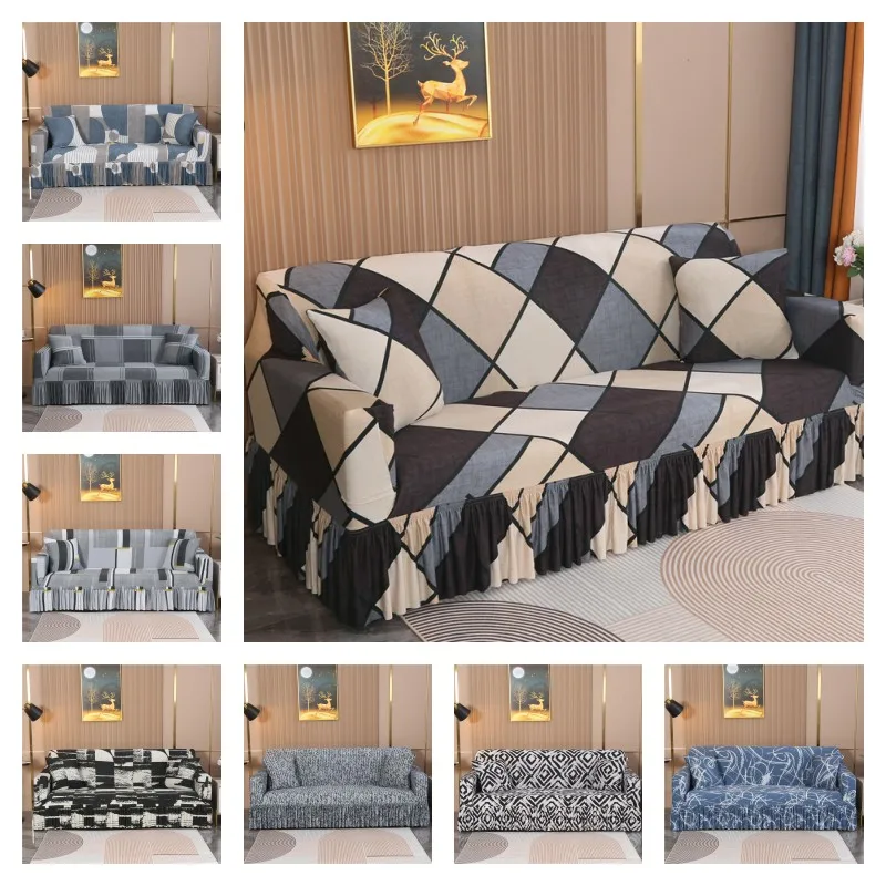 

Simplicity Sofa cover in different sizes S/M/L/XL plaid stripes Geometric designs 1/2/3/4 seats sofa protectore case full cover