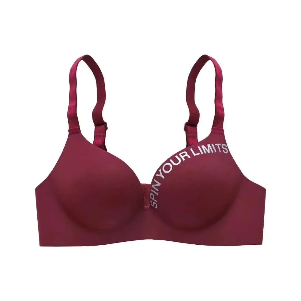 Breathable Letter Pattern Women Deep V Bras NO Steel Ring Anti Sag Push Up Bralette Tube Top Beauty Back 3/4 Cup Bra Women