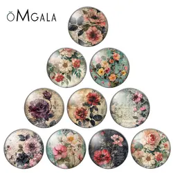 Retro Envelope paper Rose Flowers Art Paintings 12mm/18mm/20mm/25mm Round photo glass cabochon demo flat back Making findings