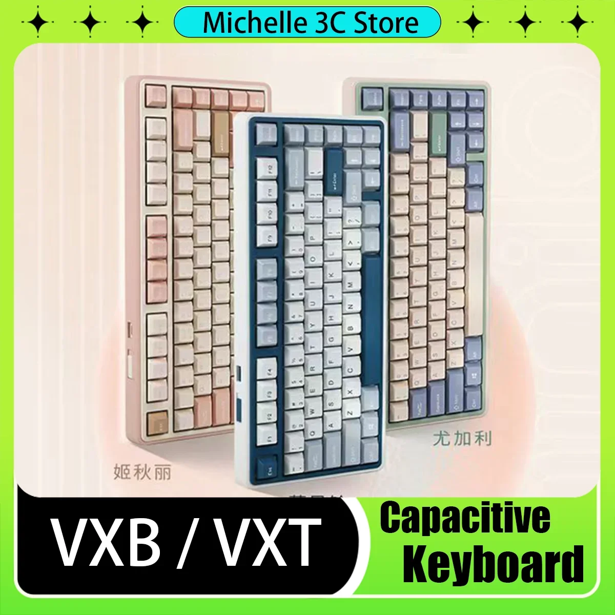 

Mini Lo Capacitive Switch Mechanical Keyboard Wired Bluetooth 75% Layout 81keys VXB/VXT Eucalyptus Gouli Blue Chime Game Office