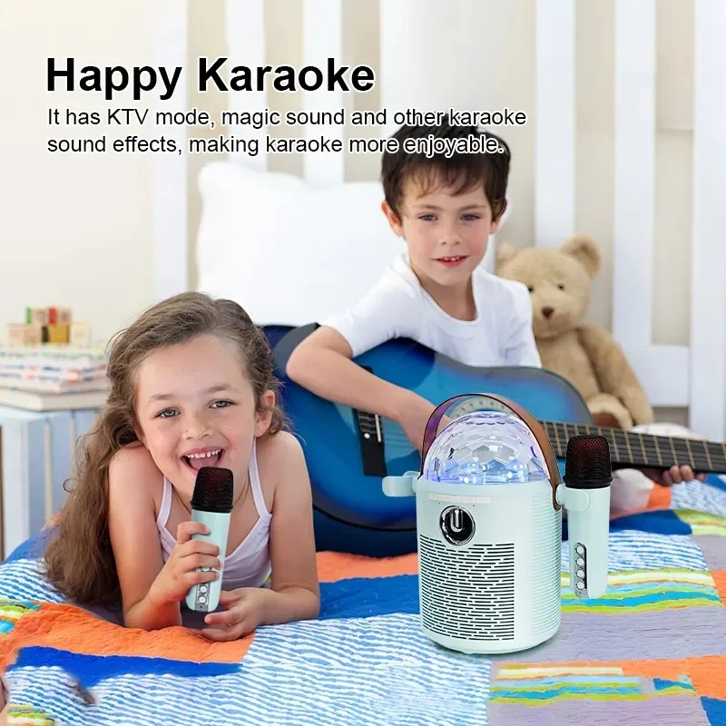 

Portable Caixa De Som Bluetooth Speaker Christmas Gift Wireless Home KTV with Dual MIC Kids Karaoke Singing Star Flash Light TWS