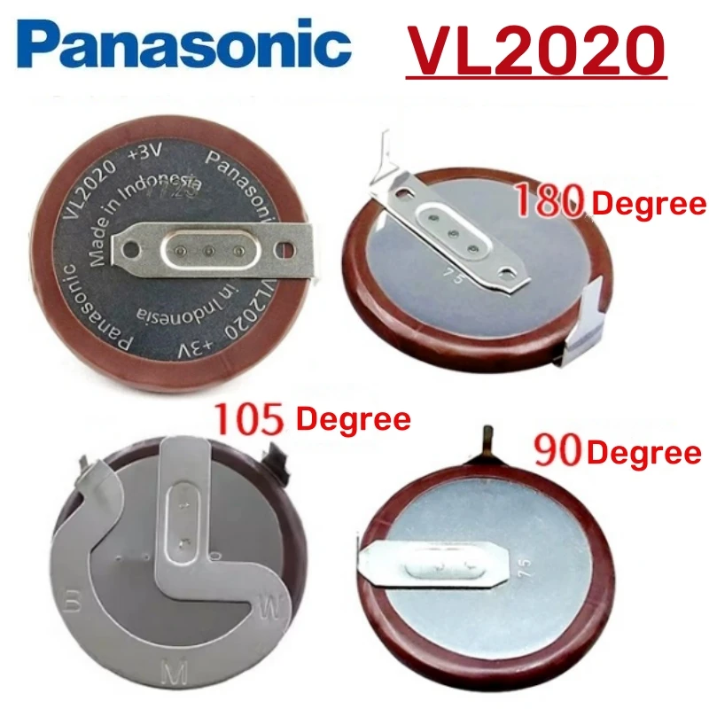 1Pcs Original Panasonic VL2020 2020 rechargeable battery battery With Legs 90 degrees 105 degrees 180 degrees for BMW car key