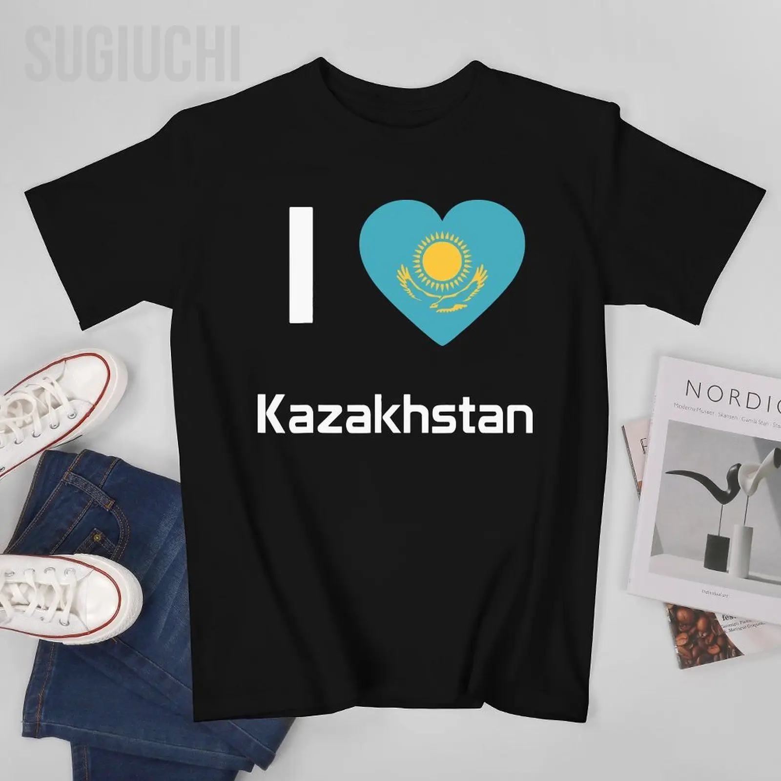 Unisex Men I Love Kazakhstan Tshirt Tees T Shirts Women Boys 100% Cotton T-Shirt