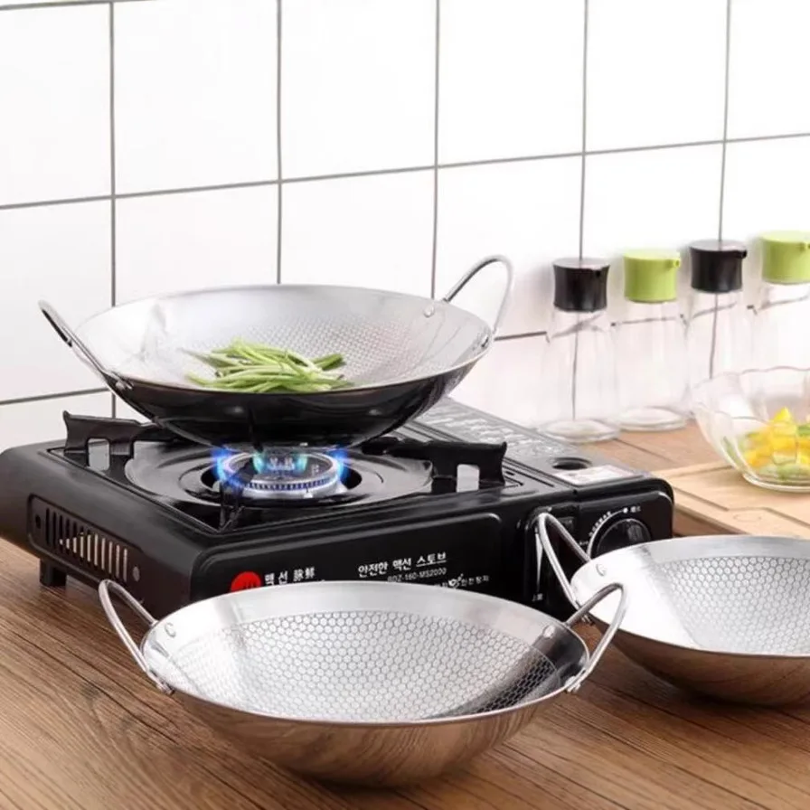 

1 шт., 25 см, сотовая сковорода из нержавеющей стали с антипригарным покрытием и ручкой, устойчивая к царапинам, кулинарная паста, стейк, каша, рамэн