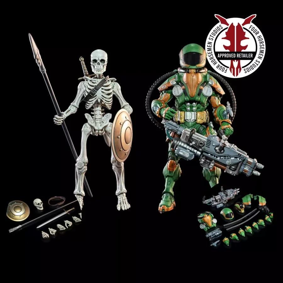 

Four Knights Action Figures Green Heavy Gun. Heavy Gun Skeleton 7 Inches Jacob Death Mask Female Skeleton Cosmic Knight Toys