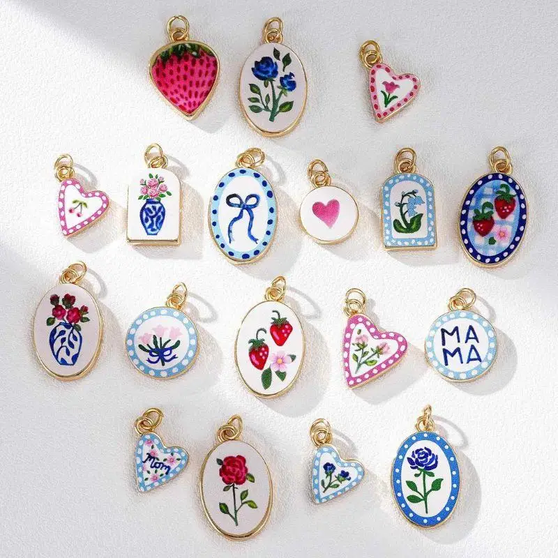

Premium Pendant Colorful Painting Flower Smooth High Quality Drop INS Necklace Choker Pendant For Jewelry Making Accessories