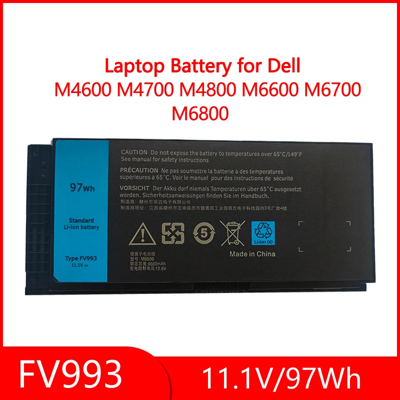 

Laptop Battery FV993 For DELL Precision M6600 M6700 M6800 M4800 M4600 M4700 Series FJJ4W T3NT1 N71FM PG6RC R7PND 3DJH7 97KRM