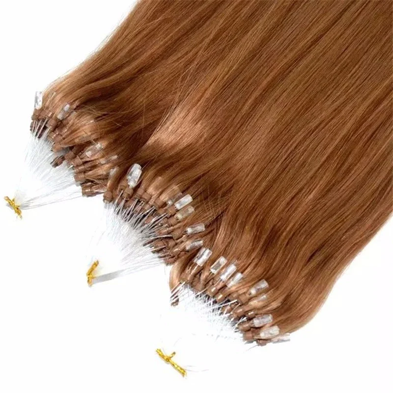 Micro Loop Hair Extension Remy Micro Link Human Hair Extension Straight Beads Hair Natural Fusion Hair Extensions Blonde Colored