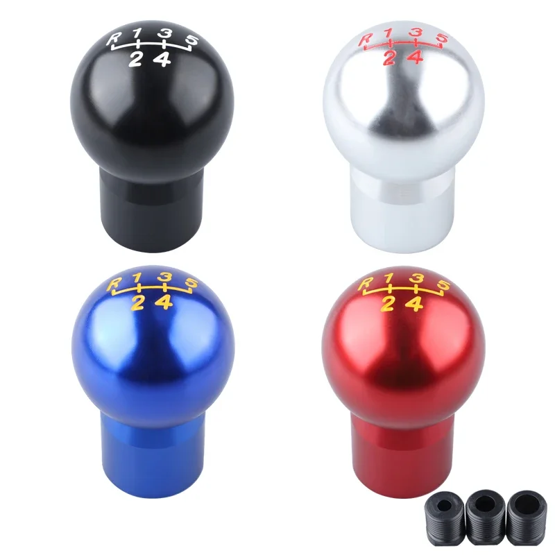 5 SpeedAluminum Alloy round Gear Shift Knob Reverse Lockout Lever Lifter Up Gear Shift Knob Shifter Adapter Black Silver Red