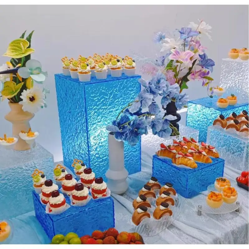 8PCS Luxury Colorful Dessert Display Stand Tea Break Table Acrylic Buffet Rack Cake For Party Shop Opening Stage Candy Bar Decor
