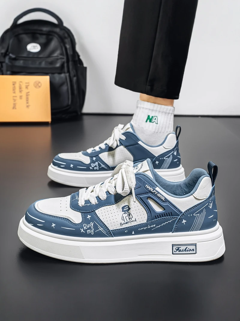 

Men's Low-Top Thick-Heeled Anti-Slip Casual Shoes Spring Summer New Style Youth Fashion Sports Flat Shoes Breathable Mesh