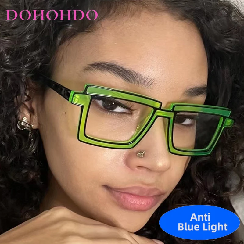 

Fashion Personality Square Frame TR90 Anti-Blue Light Women's Glasses Luxury Designer Brand Computer Play Games Optical Eyewear