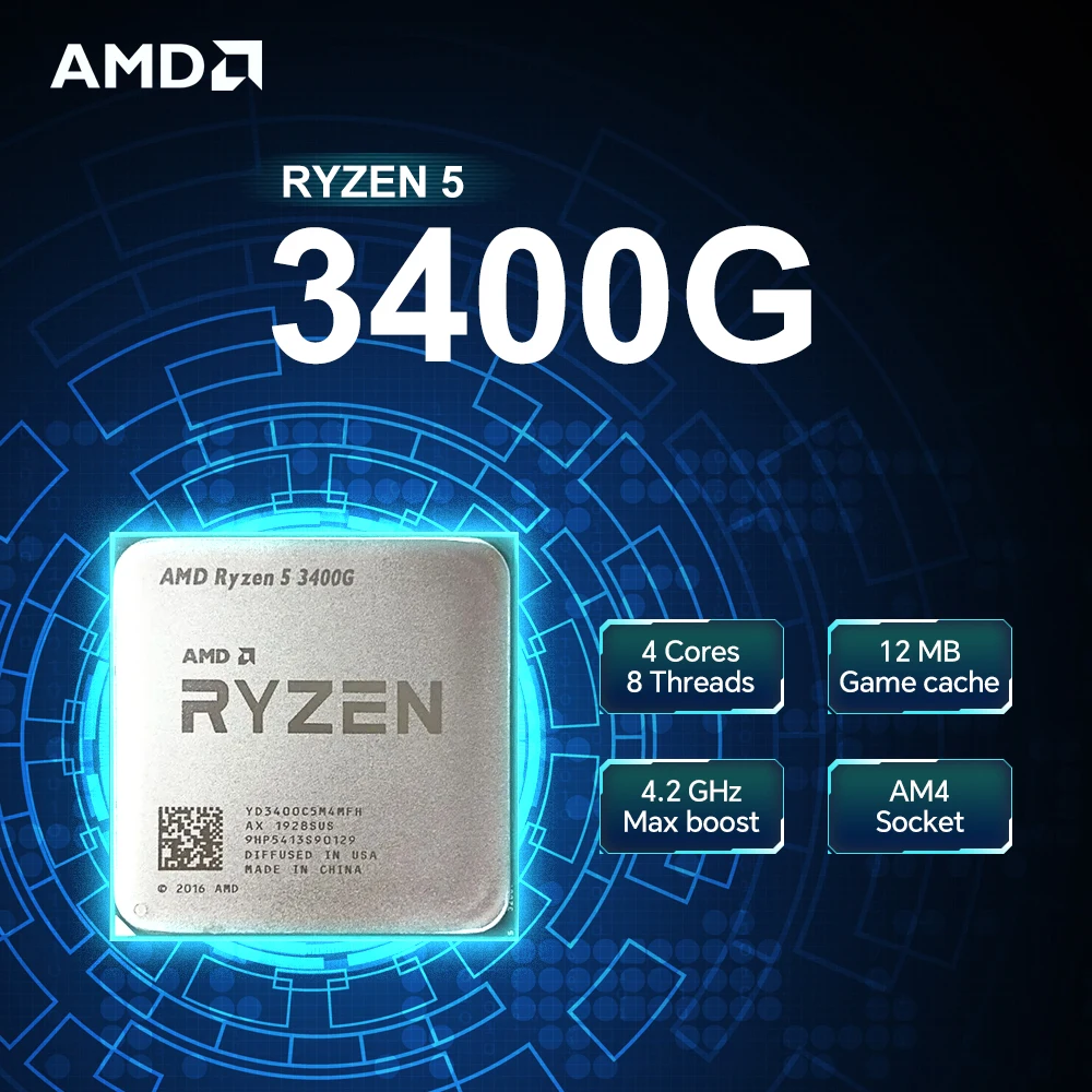 

НОВЫЙ процессор AMD Ryzen 5 3400G, 4 ядра, 8 потоков, TDP 65 Вт, R5 3400G, 4.2 ГГц, L3=8 МБ, 12 нм, сокет AM4, DDR4, без кулера