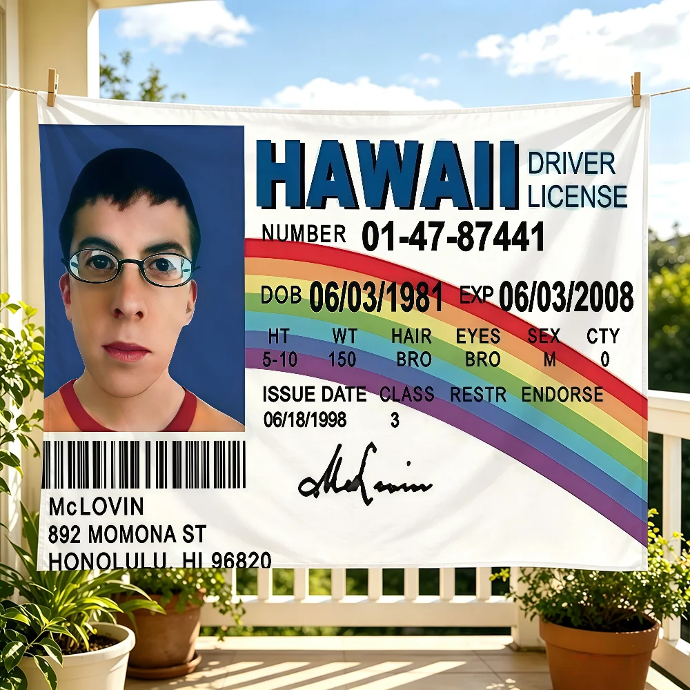 M-McLovin ID flag For Living Room Home Dorm Decor Wall Outdoor Camping Party Banner Gifts