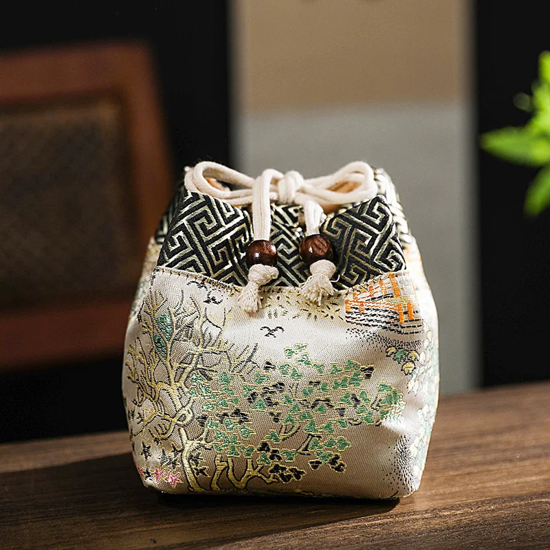 Portable Travel Teaware Storage Bag Simple One Pot Two Cups Drawstring Bags Mini Tea Pet Ornament Jewellery Collection Pouch