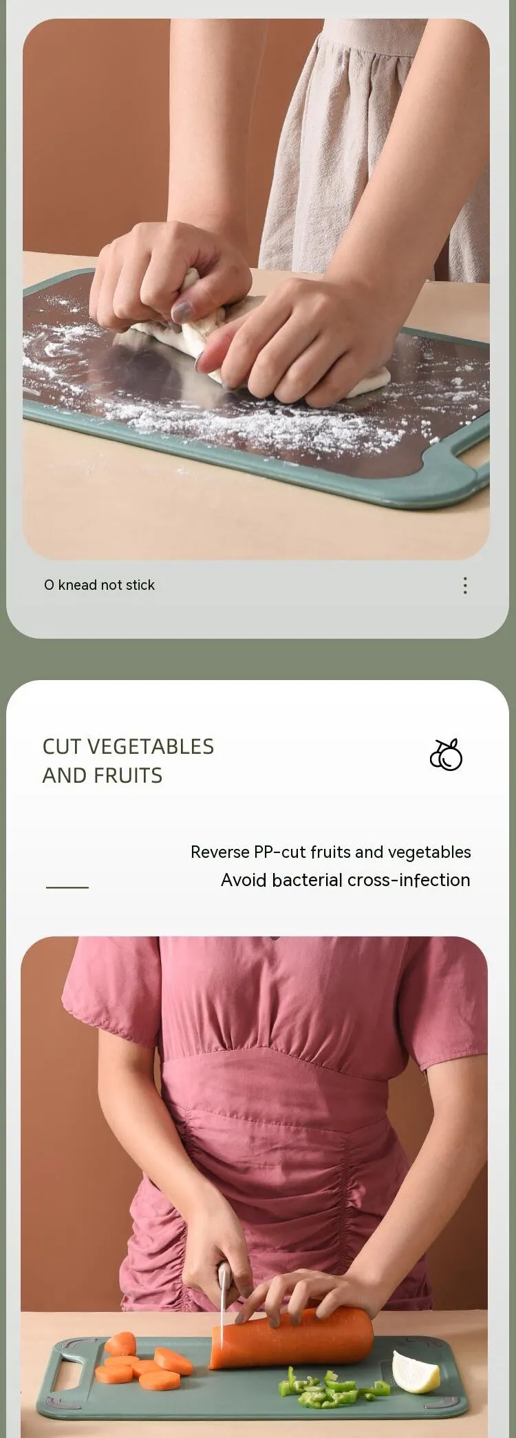 304 Stainless Steel Cutting Board Double-Sided Chopping Board Kitchen Fruit Cutting Board Kitchen Rolling Chopping Board