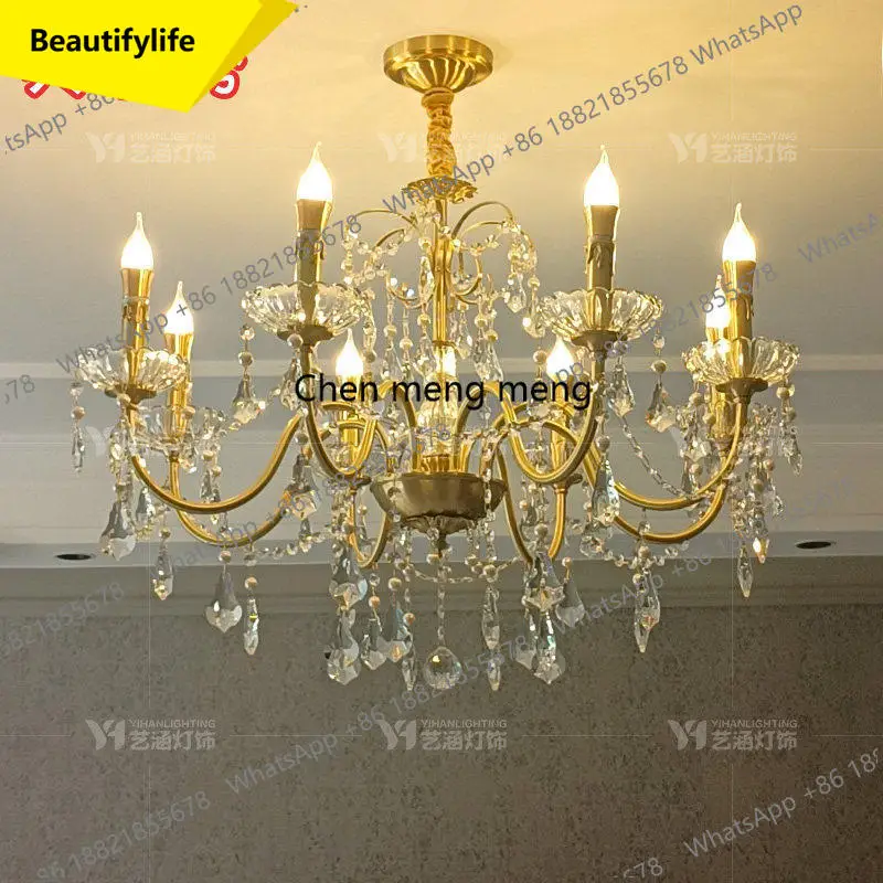 

Ретро-люстра M46 в французском стиле, хрустальная, для гостиной, столовой, спальни, кабинета, полностью медная, в стиле легкой роскоши.