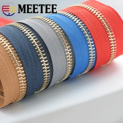 Meetee 1/2Yards 5# Metal Zippers for Sewing DIY Backpack Zip Repair Sport Coat Clothes Open-end Zipper Garment Accessories