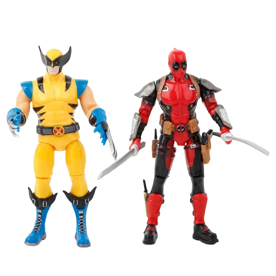 Set 18cm Anime Action Deadpool Wolverine Joint Mobility Figure Toy Model Car Desktop Ornament Decoration Pvc Gift for Kids