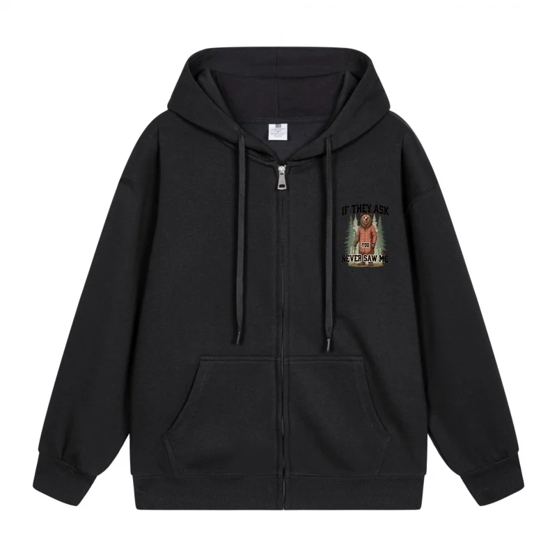 

Men's Zip-Up Hoodie Artistic Design On Black Hoodie 2025 New Style Casual Couples’ Style Casual and Loose