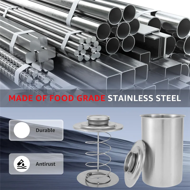 

TAIGH-Stainless Steel Meat Press Meat, Large Capacity Ham Press Maker With Thermometer, Round Shape Deli Meat Press Mold Durable