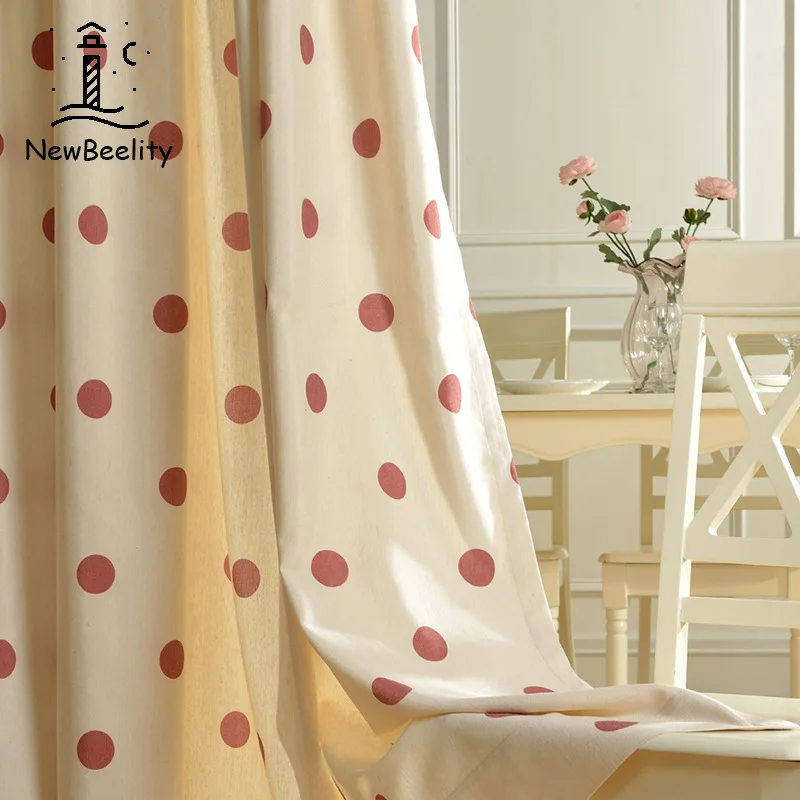 

Polka Dot Pattern Simple And Cute Polyester Cotton Curtains For Living Room Bedroom Kitchen Curtains Blackout Sheer Curtains