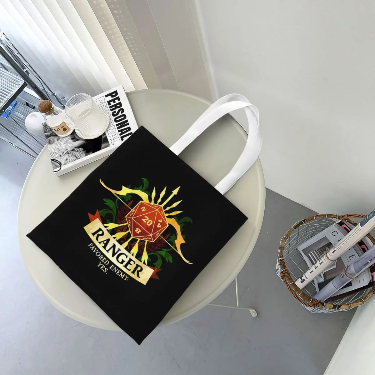 Roll Initiative Dungeon And Dragon Game  Shopping Bags Canvas The Tote Bag Reusable for Ladies Shoulder Tote Travel Handbag